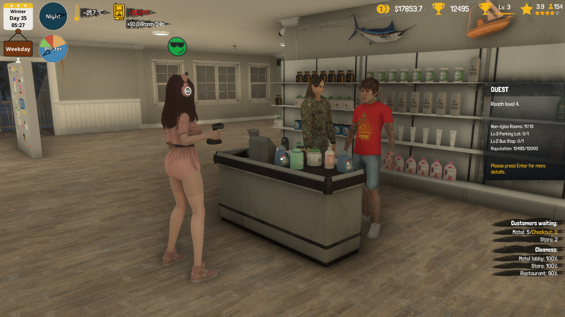 Arctic Motel Simulator gameplay screenshot 1