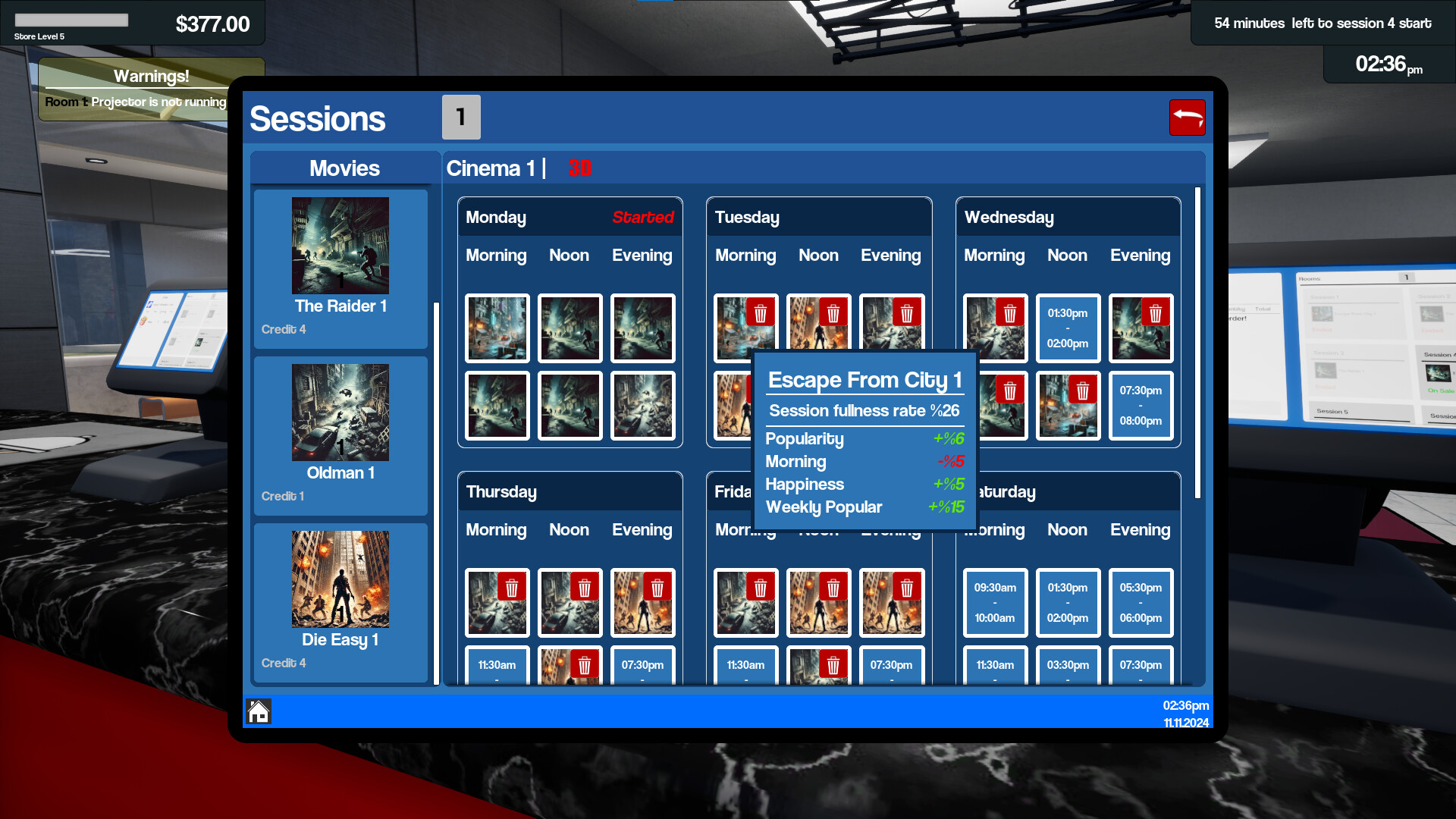 Cinemaster Cinema Simulator gameplay screenshot 2